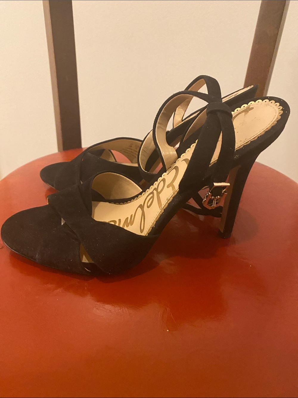 Sam Edelman Black Suede Strappy High Heel Sandals